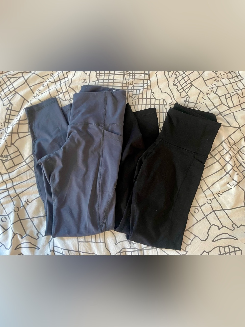 2-for-1 Old Navy High-Waist Elevate 7/8 Leggings in Black and Gray